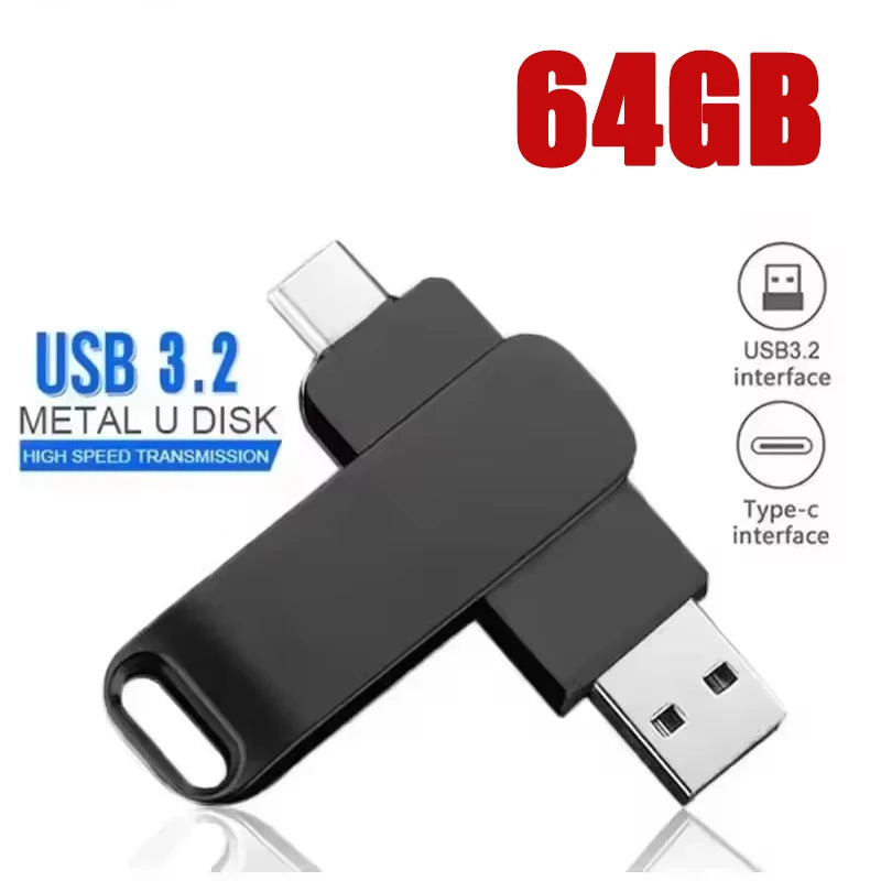 For Xiaomi 512GB USB 3.2 2in1 Flash Drives U Disk 256GB High Speed Metal Pendrive WaterProof Type-C Memoria USB Stick USB Drives