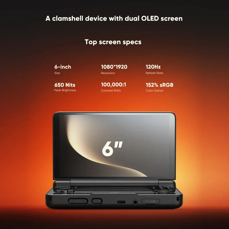 AYN Thor 6'' OLED Dual Screen Gaming Handheld Qualcomm Snapdragon CPU Android13 6000mAh Battery Hall Stick Game Console
