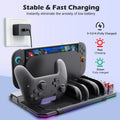 Multi-functional Cooling & Charging Stand SW2139 for Switch 2 with Cooling Fan,10 Game Card Slots & Offering 9 Adj Light Effects