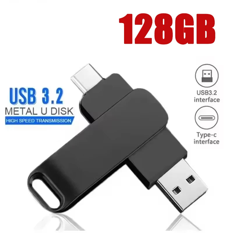 For Xiaomi 512GB USB 3.2 2in1 Flash Drives U Disk 256GB High Speed Metal Pendrive WaterProof Type-C Memoria USB Stick USB Drives