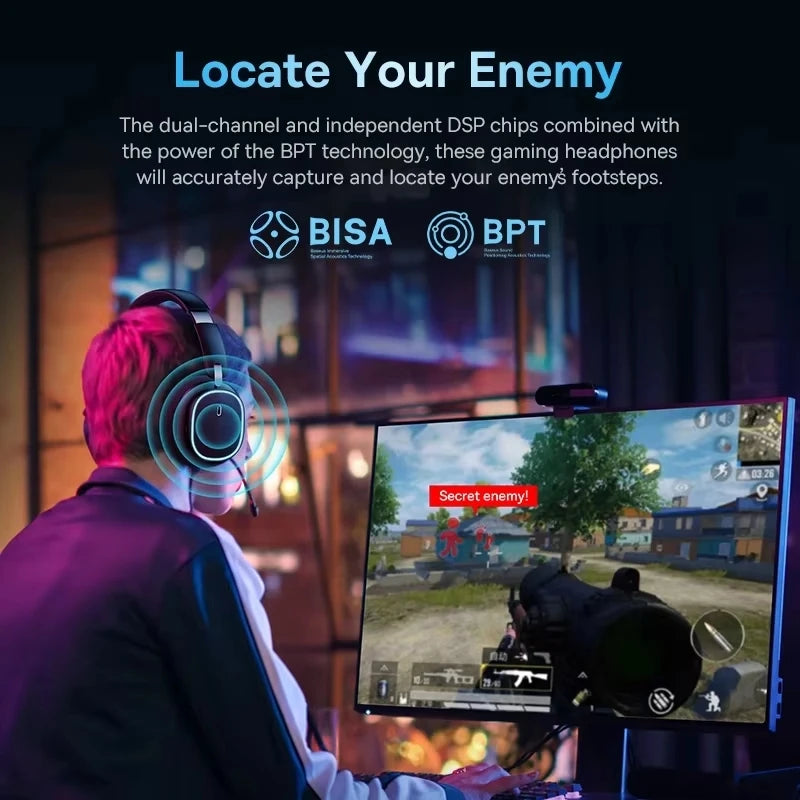 Baseus GH02 Wireless Gaming Headsets with Mic Headphones Bluetooth 5.3 40mm Driver 2.4G/Wireless/Cable RGB Overhead Headphone