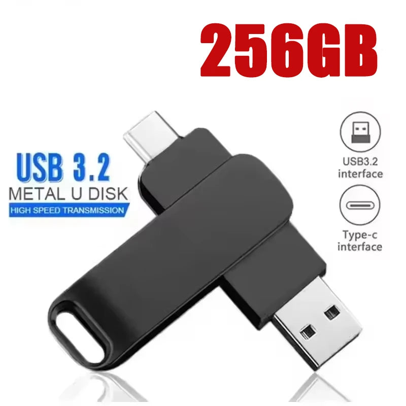 For Xiaomi 512GB USB 3.2 2in1 Flash Drives U Disk 256GB High Speed Metal Pendrive WaterProof Type-C Memoria USB Stick USB Drives
