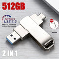 For Xiaomi 512GB USB 3.2 2in1 Flash Drives U Disk 256GB High Speed Metal Pendrive WaterProof Type-C Memoria USB Stick USB Drives