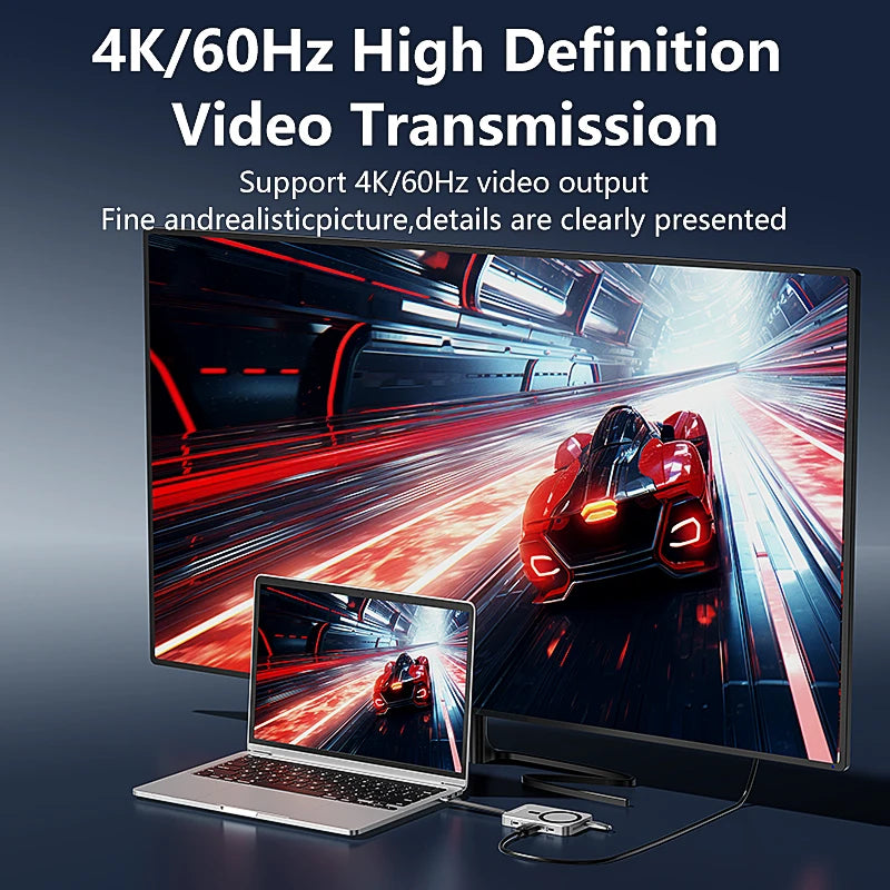 Blueendless 8 In HUB M.2 2230 2242 2280 Magnetic NVME SSD Docking Station 10Gbps 100W PD 4K60HZ HDTV SSD Enclosure Cooling Fan