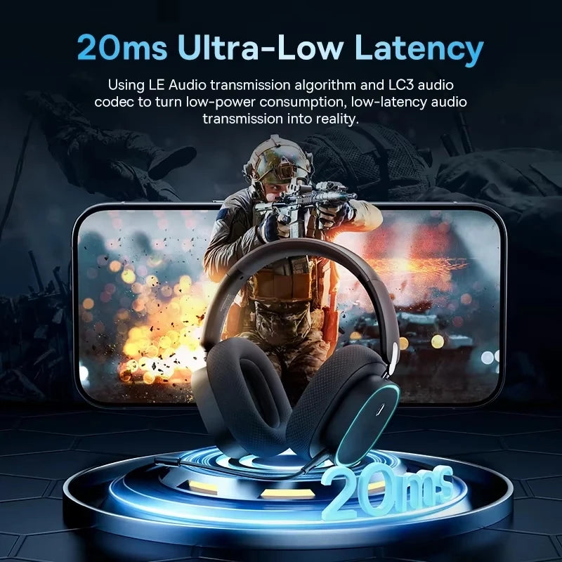 Baseus GH02 Wireless Gaming Headsets with Mic Headphones Bluetooth 5.3 40mm Driver 2.4G/Wireless/Cable RGB Overhead Headphone