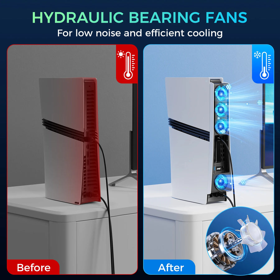 IINE PS5 Pro Cooling Fan for PS5 Pro Disc & Digital, 2-Speed Fan & Auto Control & Smart Cooling